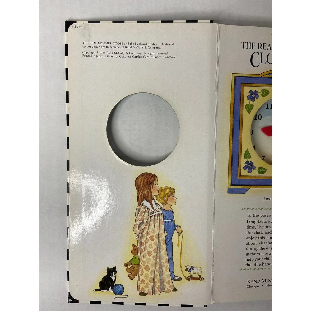 The Real Mother Goose Clock Book Rand McNally 1984 Vintage Kids Learning Toy‎